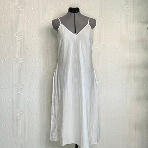 Early 2000 Banana republic white cotton slightly sheer slip dress - size 8 US